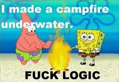 spongebob and patrick under water fire