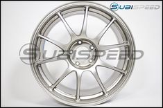 an aluminum wheel on a white background with the words sub speed written below it in silver