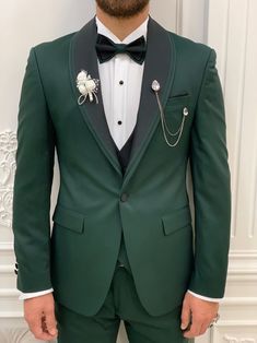 Green Suits Green 3 Piece Slim Fit One Button Wedding Groom - Etsy Norway Tuxedo Fashion, Suits Green, Green Suits, Bow Tie Suit, Tuxedo Colors, Shawl Collar Tuxedo, Green Shawl, Green Tuxedo, Pants Gift