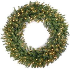 a christmas wreath with lights on it