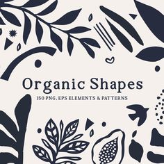 the organic shapes are hand drawn in black and white, with leaves and flowers on them