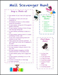 a printable mail scavenger hunt for dogs with pictures and words on it