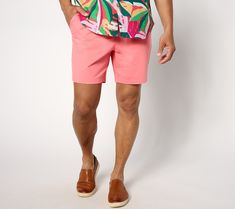 Get into vacation mode (even if your destination is just a few miles away) when you're wearing these beach-to-street shorts. The lightweight linen bottoms are just right for a backyard barbecue, a stroll down the boardwalk, or dinner and drinks for date night downtown. From Studio Park x Alberti Popaj. Summer Bermuda Swim Trunks, Spring Vacation Swim Trunks With Pockets, Tropical Cotton Shorts For Summer, Summer Bermuda Shorts For Beach Vacation, Cotton Bermuda Shorts For Beach Vacation, Casual Bermuda Shorts For Summer Vacation, Pink Linen Shorts For Summer, Casual Pink Linen Shorts, Summer Bermuda Shorts For Vacation