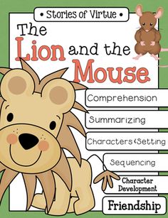 the lion and the mouse book cover with an image of a mouse on it's back