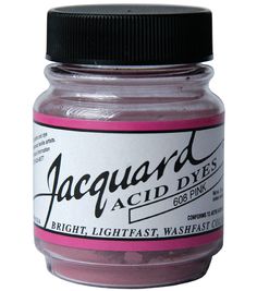 a jar of pink acrylic paint with black lid