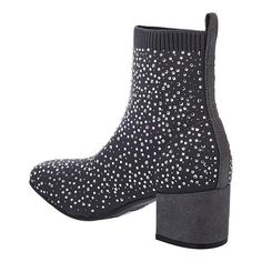 Kenneth Cole Reaction Rida Star Jeweled Bootie   Shoes that sparkle like the night sky! This stretch knit, bedazzled bootie brings the bling and the comfort with full stretch knit fabric, a sturdy low block heel and an easy pull-on design. Sparkling Winter Boots With Round Toe, Winter Embellished Ankle Boots, Embellished Ankle Boots For Winter, Sparkling Fitted Winter Boots, Fitted Sparkling Winter Boots, Winter Embellished Boots With Round Toe, Winter Embellished Round Toe Boots, Trendy Rhinestone Winter Boots, Trendy Winter Boots With Rhinestones