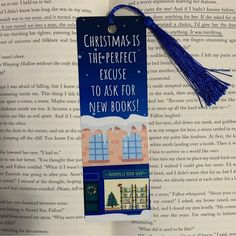 a bookmark that reads christmas is the perfect exuse to ask for new books