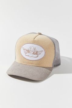 Urban Cotton Trucker Hat One Size, Urban Cotton Trucker Hat, Corduroy Flat Bill Trucker Hat For Streetwear, Casual Hats From Urban Outfitters, One Size Fits Most, Urban Six-panel Trucker Hat For Streetwear, Desain Merek, Fashion Things, Xmas List, Shop Accessories