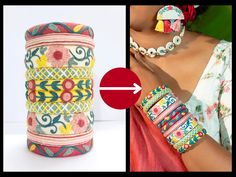 We provide absolutely gorgeous, one of a kind, hand embroidered bangles in cheerful colors using Cotton thread !  Note - This bangle can be customized for adults and kids too. You can customize your order matching your outfit that makes your complete attire look unique as you can see in the image section ( 2nd to 7th image ) and any alterations in colour or number of bangles can be done, please contact seller to satisfy your requirements. Colors can also be chosen from the shade card ( Refer Image 9th and 10th image ). We are a one stop destination for a handmade cotton thread bangles for all occasions. We also sell the most beautiful return bangles for Wedding, Baby Shower, Housewarming, Birthday etc. Note - Product colour may slightly vary due to photographic lighting sources or your mon Embroidered Bangles, Flower Bangles, Bangles Bridal, Bracelet Indian, Indian Bangles, Shade Card, Bangles Set, Thread Bangles, Bangles Indian