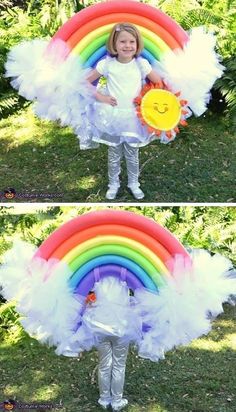 Bookweek Costumes 2023, Maskembal Ideas For Kids, Rainbow Halloween Costume, Diy Fantasia, Fancy Dress Costumes Kids, Rainbow Costumes, Halloween Kids Costumes Girls