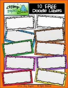 free printable doodle labels for children to use on their own school projects and crafts