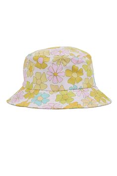 Surfy Birdy daydreamed this retro floral print just for Seaesta Surf. This bucket hat was designed in collaboration with our artist friend Rachel Dejohn aka Surfy Birdy. Seaesta Surf kids bucket hats are earth and performance conscious, featuring eco-friendly fabrics and a full brim to keep your kiddos covered while they play. Our kids bucket hats are consciously made from recycled fabric. Designed in sunny Southern California for the kids who live to surf, eat, nap. Spring Floral Print Cap, Casual Brimmed Sun Hat With Floral Print, White Floral Print Beach Hat, Spring Floral Print Brimmed Sun Hat, Adjustable Floral Print Beach Hat, Adjustable Floral Beach Hat, Adjustable Floral Print Hats For The Beach, Adjustable Brimmed Sun Hat With Floral Print, Spring Floral Print Hats