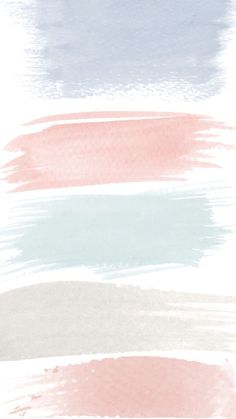 four different shades of pink, blue and white paint on a white background with brush strokes