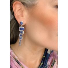 Delivery in 3-5 business days Need it faster? Text us at (619) 247.5731 or Call us at (619) 365.4736 This pair of earrings are perfect for special occasions, this design gives the piece an elegant touch. Kyanite & Diamond Long Unique Earrings. Kyanite: 14.190 ct Diamond: 1.86 ct Silver with Rhodium Plated: 9.98 grams 14K Gold Post: 0.18 grams Luxury Blue Diamond Dangle Earrings, Luxury Kyanite Jewelry Gift, Blue Kyanite Jewelry, Luxury Blue Kyanite Jewelry, Kyanite Earrings, Emerald Cut Diamonds, Unique Earrings, Long Earrings, Rhodium Plated