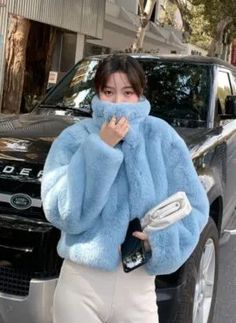 Pink Fuzzy Argyle Sweater | LeeKnow - Stray Kids - Fashion Chingu Denim Bolero Jacket, Stray Kids Fashion, Plaid Suit Jacket, Winter Sweater Outfits, Fashion Chingu, Checkered Jacket, Types Of Coats, Light Blue Sweater, Chunky Boots