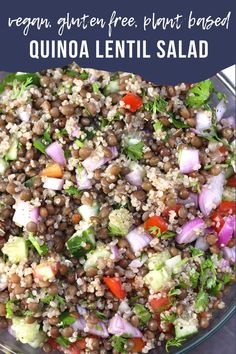 #quinoa #Lentils #salad #healthysalad proteinbased #plantbased  Quinoa lentil salad is a quick, easy, protein-packed salad recipe. It is excellent for meal prep, lunch, and dinner.