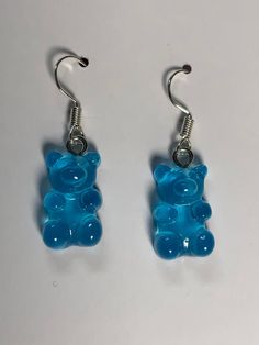 Gummy Bear Earrings. These Earrings are available in  Auquamarine ,Sunflower Yellow, Strawberry Red, Magenta, Ocean Blue, Lavender Purple, Grass Green, Clear, Princess Pink and Yellow with Green feet. Turquoise Jewelry Gift, Blue Dangle Jewelry With A Fun Style, Cute Blue Round Jewelry, Blue Hypoallergenic Fun Jewelry, Blue Fun Dangle Jewelry, Blue Dangle Earrings For Birthday, Fun Blue Nickel-free Jewelry, Fun Clear Jewelry For Gifts, Fun Clear Jewelry As Gift