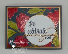 a close up of a card with flowers and words on the front, which reads let celebrate you