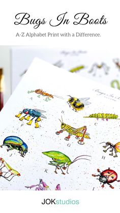 An educational alphabet print, lovingly made from 26 original, hand painted insects illustrations, all wearing their own bespoke foot ware!
This original, high quality Giclee print is great for nurseries, kids bedrooms or part of a gallery feature wall, in any room (and for all insect lovers!) Tactile Texture, Luxury Printing, Unique Poster