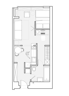 the floor plan for a studio apartment with one bedroom and an attached living room area