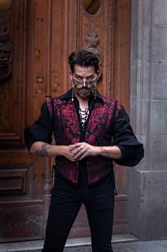 Victorian Vest Tapestry Gothic Steampunk Vampire Man - Etsy Spain Costume Ideas For Men, Vampire Man, Cruel Beauty, Victorian Vest, Steampunk Vampire, Steampunk Costumes, Steampunk Men, Steampunk Cosplay, Red Vest