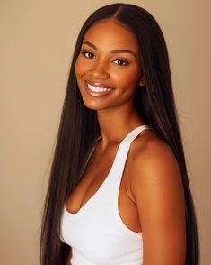 Experience the beauty of Nikki Smith Hair Collection's Brazilian Silky Straight Hair Extensions. Made with 100% human hair, they are thick, full, and of natural color 1b. Fast 2-3 day shipping and interest-free payment plans make them easy to get. Lengths from 10" to 32", these hair extensions will add glamour to any look. Buy now and experience the difference! Hair Type: 100% Human Hair Weave Lengths: 10" - 32" Wefts: Machine Double Stitch Style: Silky Straight Weight: 100 grams per Bundle / 3. Straight Long Hair Black Women, Straight Weaves For Black Women, Long Straight Hair Black Women, Straight Hair Sew In, Big Nose Hairstyle, Bone Straight Hair Black Women, 90s Aesthetic Black Women, Long Hairstyles For Straight Hair, Straight Natural Hair Black Women