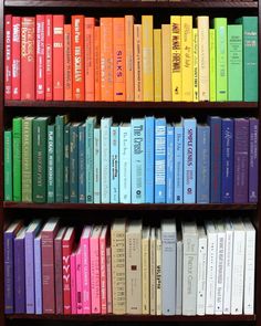 a book shelf filled with lots of colorful books