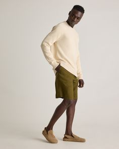 Our 100% Organic Cotton Crewneck Sweater is a classic addition to your everyday rotation. Crafted with care in super-soft organic cotton, this elevated wardrobe essential offers a perfect blend of modern style and timeless design. With a classic fit and ribbed detailing, it's a must-have for your sweater collection.  | Quince | Men's Crewneck Sweater in Alabaster, Size Medium, Organic Cotton Cream Relaxed Fit Sweater For Work, Relaxed Fit Cream Sweater For Work, Classic Cream Sweater In Relaxed Fit, Classic Cream Sweater Relaxed Fit, Classic Cream Relaxed Fit Sweater, Relaxed Fit Neutral Sweater For Everyday, Neutral Relaxed Fit Sweater For Everyday, Casual Neutral Everyday Sweater, Modern Cotton Sweater With Relaxed Fit