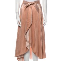 A.L.C. Gorgeous Metallic Rose Gold Peach Pink Pleated Midi Circle Skirt. It’s Giving Barbie Ballerina Vibes With The Adjustable Wrap & Subtle Shimmer & Shine. Nwt And I’m Obsessed - Just A Little Small For Me. Until It Fits Well, It Could Be Yours! Crisp Coated Fabric That Holds Its Shape For Crisp Accordion Pleats - Smooth Inside, Light And Comfortable, Not Itchy. Photos Show Exact Skirt For Sale. Color Is Soft Subtle And Elegant In Person & Can Read As More Rosy Nude Golden Warm Neutral With T Luxury Flowy Accordion Pleated Skirt, Chic Pink Full Skirt Bottoms, Pink Flowy Skirt For Evening, Pink Full Skirt For Evening, Pink Long Skirt For Evening, Evening Full Skirt In Pink, Elegant Pink Pleated Skirt For Summer, Elegant Long Pink Skirt, Pink Midi Pleated Skirt For Party