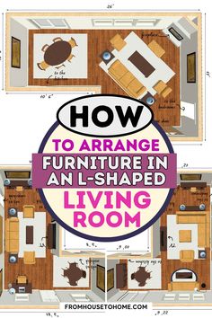 how to arrange furniture in an l-shaped living room L Shaped Family Room, L Shaped Living Room Layout, How To Arrange Furniture, Living Room Layout Ideas, L Shaped Living Room, Room Layout Ideas, Small Room Diy, Arrange Furniture, Ranch Furniture