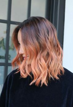 Champagne Blond, Ombre Wavy Hair, Cheveux Oranges, Short Ombre Hair, Strawberry Blonde Hair, Edgy Hair, Trendy Hair Color