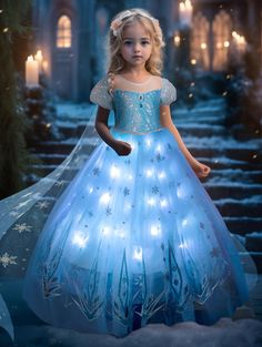 PRICES MAY VARY. Magical Light Up Dress - Gift your little girl's dreamy wishes with UPORPOR dazzling magical light up princess dress, it radiates fun and enchantment! Sparkling princess costumes guarantee she'll be mesmerized! Unleash the magic with UPORPOR for Girls - Our dazzling light up princess costume boasts quality waterproof LED lights, perfectly concealed and arranged in lining to ensure our princess dress up clothes glows enchantingly. Better still, you will say goodbye to tripped-ove Clothes For Christmas, Princess Dresses For Girls, Everyday Princess, Light Up Dresses, Toddler Girl Halloween, Costume Princess, Elsa Costume, Girls Halloween Outfits, Regal Elegance