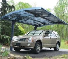 a car parked under a covered parking lot