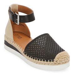 Made from breathable fabric, this pair of Carrie wedge women's sandals from a.n.a will effortlessly pair with your casual warm-weather wardrobe. They are set on a stacked platform heel with a soft, plush insole, a raffia outsole, a rubber traction sole, and a side ankle-buckle fastening for easy-on-an-off.Closure Type: BucklePlatform Shoe Height: 1 InchShoe Heel Height: 1 1/4 InchesUpper/Outer Base Material: 50% Canvas, 50% PolyuretheneShoe Lining Material: PolyurethaneSole Material Content: 100% Thermoplastic-RubberToe Type: Closed Toe, Cap ToeShoe Strap Type: Ankle StrapHeel Style: Flat HeelCountry of Origin: Imported Modern Black Wedge Sandals With Textured Sole, Black Closed Toe Wedge Sandals Medium Width, Black Wedge Sandals With Textured Sole, Shirt Tricks, Black Synthetic Wedge Sandals With Buckle Closure, Leather Sole Wedge Sandals With Round Toe, Medium Width, Closed Toed Shoes, Sandals Wedge, Black Wedge Sandals