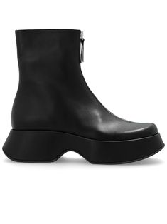 Mini Yoko black half boots, sleek and crafted from smooth calfskin, with front metal zip. This model is fitted with a rubber sole with non-slip texture, and a soft footbed, heel height 4 cmComposition: Leather, 100% Modern Leather Platform Boots With Zipper, Modern High Ankle Platform Boots With Zipper, Modern High Ankle Platform Boots With Zipper Closure, Modern Leather Moto Boots With Zipper, Modern Calf Leather Platform Boots With Sculpted Heel, Black Calf Leather Boots With Zipper Closure, Modern Calf Leather Platform Boots With Leather Sole, Modern Moto Boots With Zipper And Round Toe, Modern Moto Boots With Zipper Closure And Round Toe