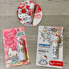 two hello kitty products are sitting on the table next to each other and one is in its package