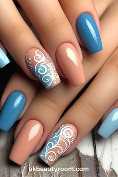 Nails Dip, Nails Chrome, Fancy Nails Designs, Pretty Nail Art Designs, Blue Nail Designs, Blue Nail, Nails Spring, Pretty Nail Art, Summer Nails Colors