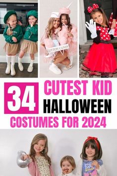 children dressed up in costumes for halloween with text overlay that reads,'cutest kid