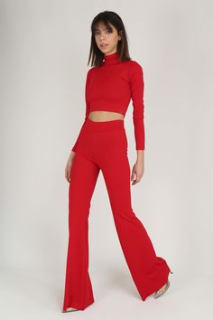 #red pants #bell bottoms pants #summer outfits #winter outfis #twin set #top set #pants set #night outfits Pants And Top Set, Bell Bottoms Pants, Red Dress Pants, Pants And Top, Womens Trousers, Skirt And Top Set, Bell Bottom Pants, Red High, Twin Set