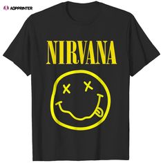 Nirvana Tee: Yellow Smiley Nirvana Songs, Nirvana Tshirt, Nirvana Tee, Yellow Smiley Face, Tell The World, Tour T Shirts, Kid Tees, Rock N, Smiley Face