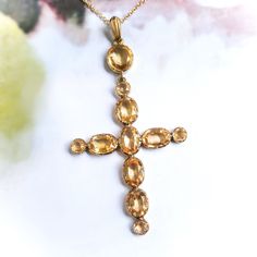 Antique Victorian Topaz Cross 1850's 6.80ct t.w. Imperial Peach Topaz Cross Pendant 10K 14K Yellow Gold 20" Inch Chain by YourJewelryFinder on Etsy https://www.etsy.com/listing/731817536/antique-victorian-topaz-cross-1850s Cross Jewelry, Antique Victorian, Cross Pendant, The 4, Birthstone, Topaz, Yellow Gold, Drop Earrings, Chain