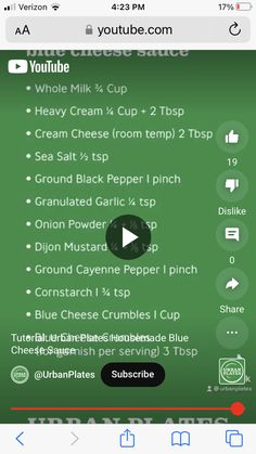 an iphone screen showing the menus and instructions for making cream cheese cupcakes