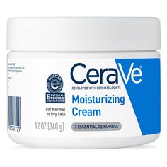 Developed with dermatologists, CeraVe Moisturizing Cream for Face and Body has a unique formula that provides 24-hour hydration and helps restore the protective skin barrier with three essential ceramides (1,3,6-II). The formula also contains hyaluronic acid to help retain skin's natural moisture. The moisturizing cream utilizes patented MVE controlled-release technology to help replenish ceramides and deliver long lasting moisturization. The moisturizing cream is non-comedogenic, fragrance-free Moisturizing Cream Face, Cerave Moisturizing Cream, Cream Face, Cream Body, Moisturizing Face Cream, Cream For Dry Skin, Moisturizing Cream, Moisturizer For Dry Skin, Soften Skin