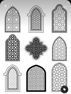 different types of windows and doors in the style of islamic art stock photo - image