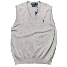 Men’s Polo Ralph Lauren Grey Vest Size Xxl Brand Polo Ralph Lauren Color Grey With Navy Blue Horse Size Xxl Classic Gray V-neck Top, Ralph Lauren Shirts Men, Red And Blue Logo, Lauren Grey, Ralph Lauren Quarter Zip, Sweater Vest Mens, Polo Ralph Lauren Sweater, Blue Horse, Grey Vest