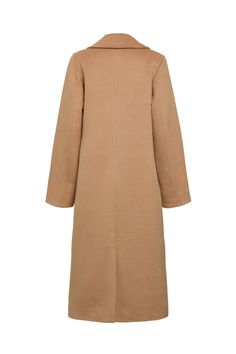 The Belle De Jour Coat is designed with vegan cashmere wool in a timeless camel colourway. Featuring a wide lapel collar, tailored fit, and a silhouette that reaches the knees. This coat can be styled over formalwear or with a jumper and denim for a relaxed look. Size & Fit– Standard fit– Model is 175cm / 5'9" tall, size 8 AU / 4 US and wearing size S– See size guide above for garment measurements Camel Long Coat For Work, Camel Long Coat For Workwear, Camel Lapel Collar Outerwear For Work, Camel Long Wool Coat For Workwear, Long Camel Wool Coat For Work, Chic Camel Wool Coat For Work, Brown Coat Women, Single Breasted Coat, Tailored Design