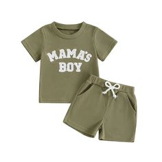 SPECIFICATIONS Material: COTTON Fabric Type: Combed Cotton Sleeve Length(cm): Short Fit: Fits true to size, take your normal size Season: Summer Item Type: Sets Gender: Baby Boys Department Name: Baby Collar: O-Neck Closure Type: Pullover Sleeve Style: Regular Material Composition: cotton Pattern Type: Letter Size (inch) 70 Tops Length: 12.6 Bust: 21.26 Shorts Length: 9.06 Waist: 14.96 Advised Age: 0-6 Months 80 Tops Length: 13.39 Bust: 22.05 Shorts Length: 9.84 Waist: 15.75 Advised Age: 6-12 Mo Cotton Matching Outfits For Summer, Summer Matching Cotton Outfit Sets, Summer Cotton Matching Outfits Sets, Matching Cotton Sets With Letter Print, Fitted Cotton Sets With Short Shape, Green Cotton Matching Sets, Green Matching Sets For Summer, Matching Green Summer Sets, Spring Short Sets With Letter Print