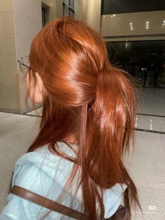 Copper Aesthetic Hair, Long Ginger Hairstyles, Ginger Hair With Orange Highlights, Orangish Red Hair, Orange Hair With Dark Roots, Orange Hair On Brown Skin, Ginger Hair Hairstyles, Deep Orange Hair, Straight Ginger Hair