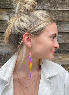 These earrings reflect the cultural traditions of indigenous artisans from Chiapas Mexico. It can take up to an hour to finish every pair. We know you're going to love them as much as we do! They are lightweight and add a pop of color to any outfit. Easy to wear from day to night.  As a special thank you every shipment will receive a FREE GIFT!! Thank you for visiting - Gracias por visitarnos!  Be sure to favorite our shop to get updates on all our new items! Artisan Beaded Drop Earrings For Pierced Ears, Artisan Beaded Drop Earrings, Artisan Beaded Dangle Earrings For Festive Occasions, Festival Long Drop Earrings With Dangling Beads, Long Drop Earrings With Dangling Beads For Festival, Festival Dangle Tassel Earrings With Ear Wire, Artisan Beaded Drop Earrings For Festival, Long Drop Beaded Earrings For Festivals, Artisan Drop Beaded Earrings Sold Individually