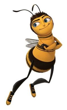 a cartoon bee flying through the air